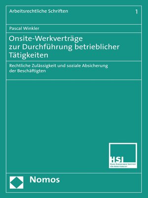 cover image of Onsite-Werkverträge zur Durchführung betrieblicher Tätigkeiten